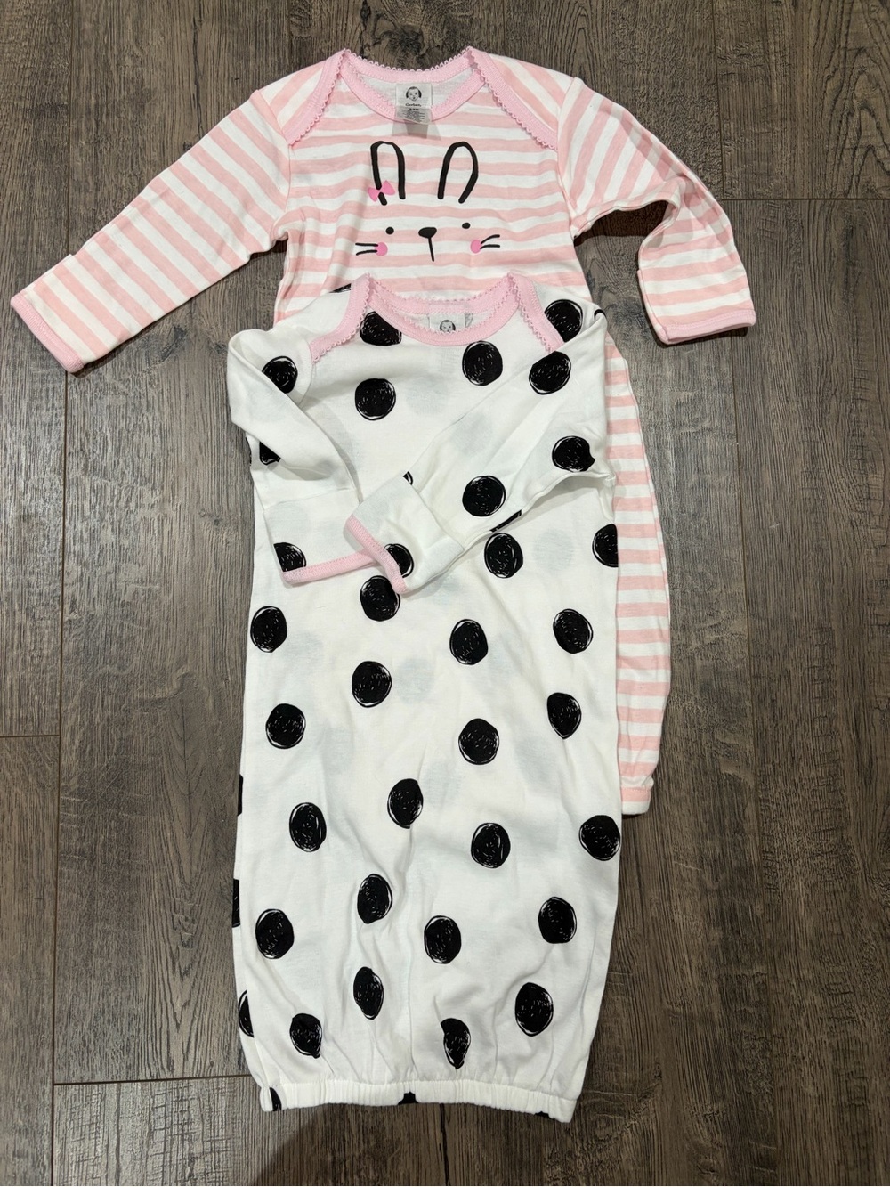 Gerber Pink Stripe Bunny Long-Sleeve Pajama with White Polka Dot Sleep Sack